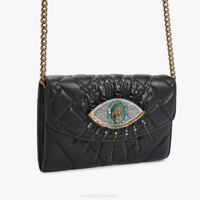 Kurt Geiger mujer cartera london kensington con cadena y ojo 2LPR96 | bolsas negro